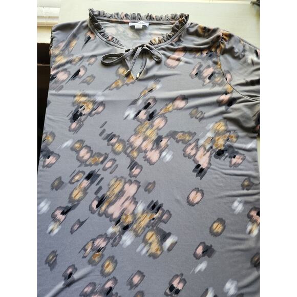 TOP/BLOUSE-CALVIN KLEIN-Gray-Long Sleeves-PICS NOT BLURRED-Watercolor Design-XL - Picture 7 of 16